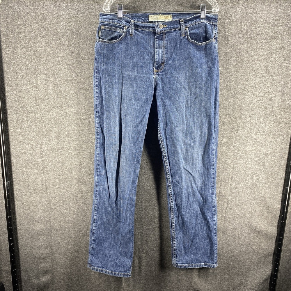 Cabelas Casuals Jeans Womens 14 Regular Blue Stretch‎ Mid Rise Outdoor Hiking